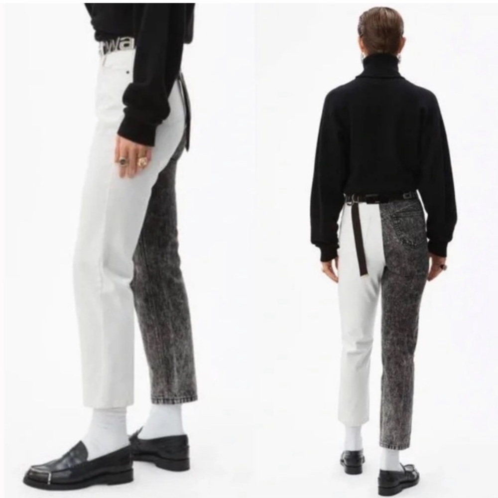 Nasty Gal High Rise Two-Tone Colorblock Black and White Jeans // Size 4